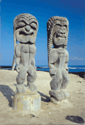 Tikis on the Kona Coast, Big Island of Hawaii Hawaii the Big Island, Tikis at Pu’uhonua O Honaunau National Historical Park